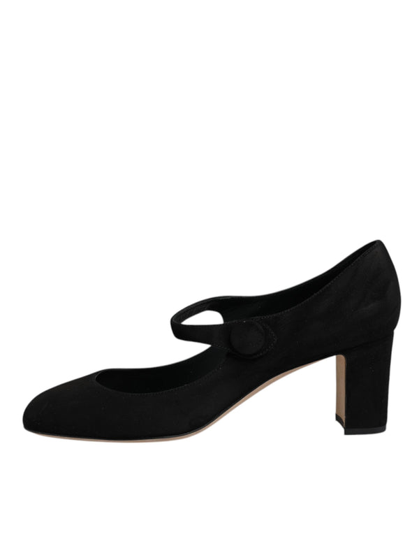 Schwarz Wildleder Leder Blockabsatz Pumps Schuhe