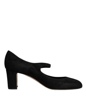 Schwarz Wildleder Leder Blockabsatz Pumps Schuhe