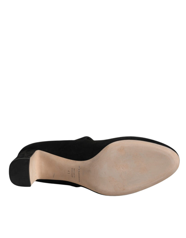 Schwarz Wildleder Leder Blockabsatz Pumps Schuhe