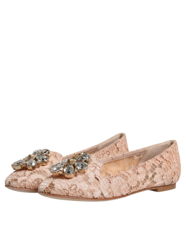Beige Spitze Kristall Ballett Flats Loafers Schuhe