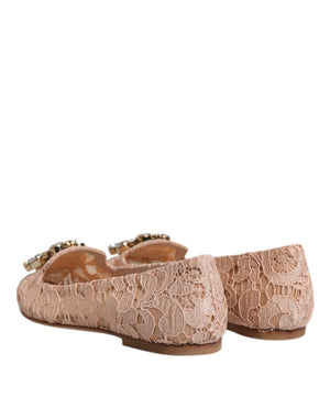 Beige Spitze Kristall Ballett Flats Loafers Schuhe