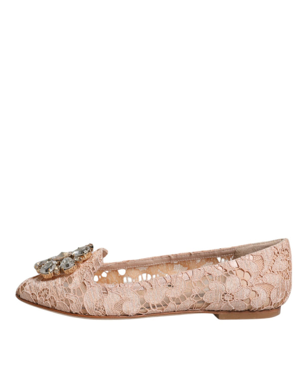 Beige Spitze Kristall Ballett Flats Loafers Schuhe