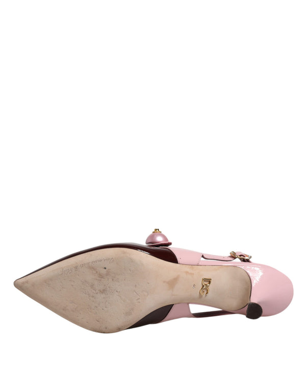 Rosa Maroon Leder Kitten Heels Slingbacks Schuhe