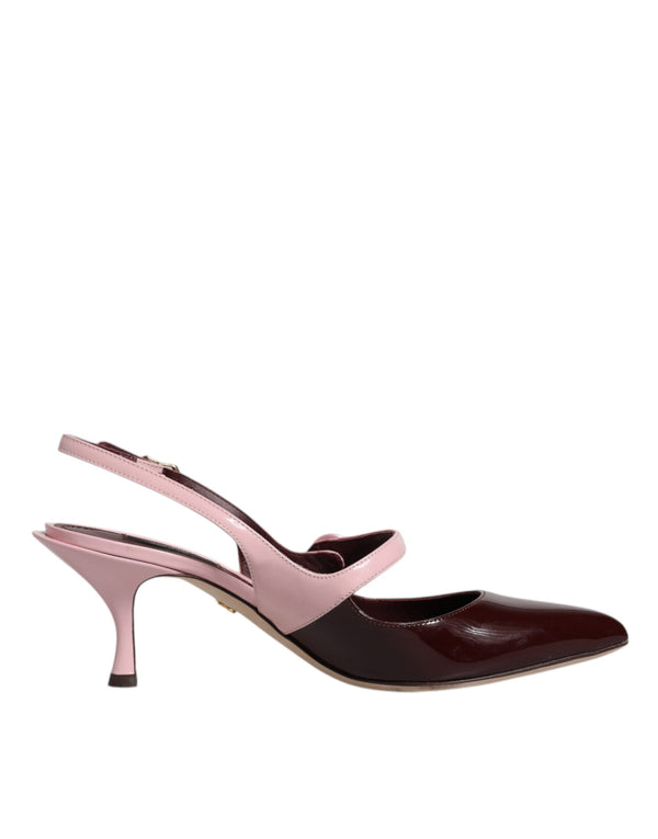 Rosa Maroon Leder Kitten Heels Slingbacks Schuhe