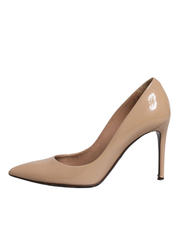 Beige Lackleder Stiletto Heel Pumps Schuhe