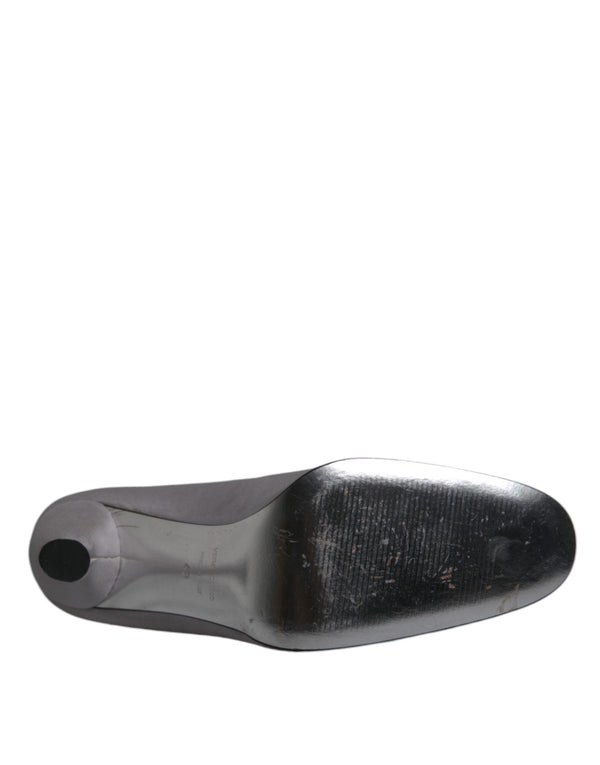 Graue Wildleder Leder Hochhackige Pumps Schuhe