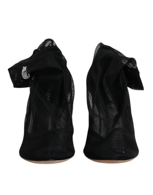 Schwarze Nylon Stretch Mesh Socke Stiefel Schuhe