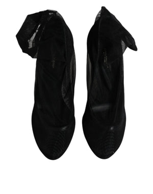Schwarze Nylon Stretch Mesh Socke Stiefel Schuhe