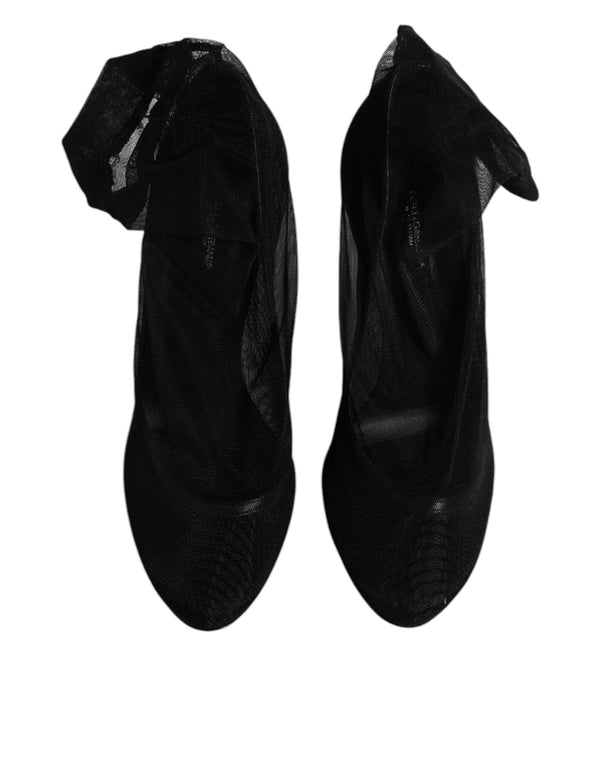 Schwarze Nylon Stretch Mesh Socke Stiefel Schuhe
