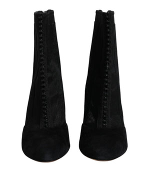 Schwarz Mesh Stiletto Heels Stiefelette Schuhe