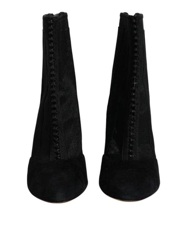 Schwarz Mesh Stiletto Heels Stiefelette Schuhe