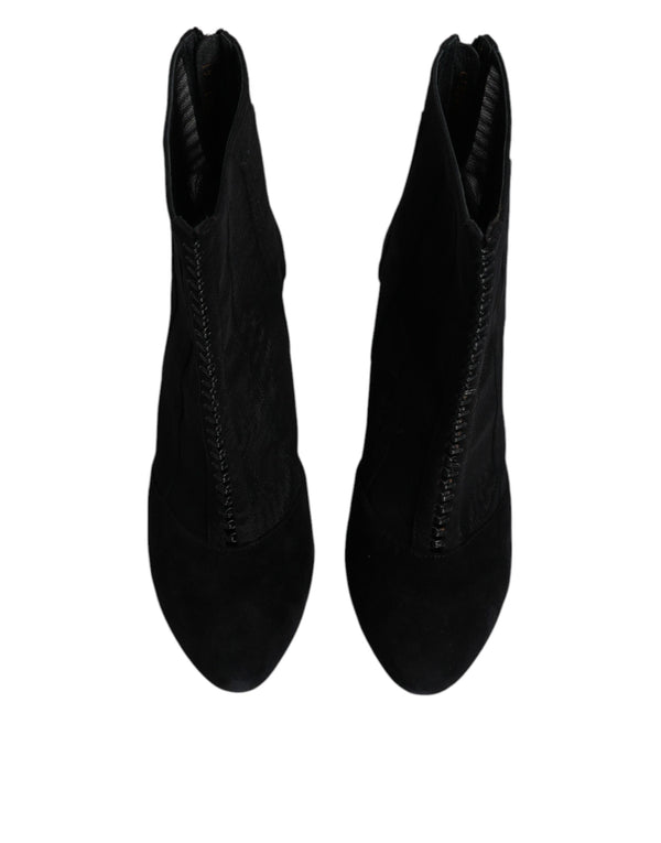 Schwarz Mesh Stiletto Heels Stiefelette Schuhe