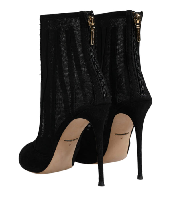 Schwarz Mesh Stiletto Heels Stiefelette Schuhe