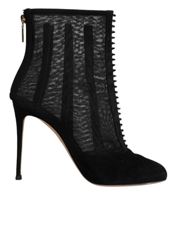Schwarz Mesh Stiletto Heels Stiefelette Schuhe
