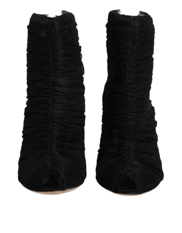 Schwarz Mesh Stiletto Heels Stiefelette Schuhe