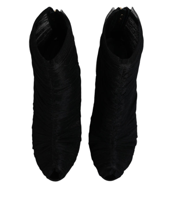 Schwarz Mesh Stiletto Heels Stiefelette Schuhe