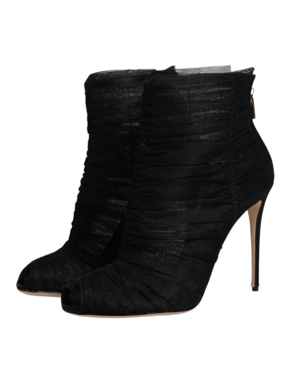 Schwarz Mesh Stiletto Heels Stiefelette Schuhe