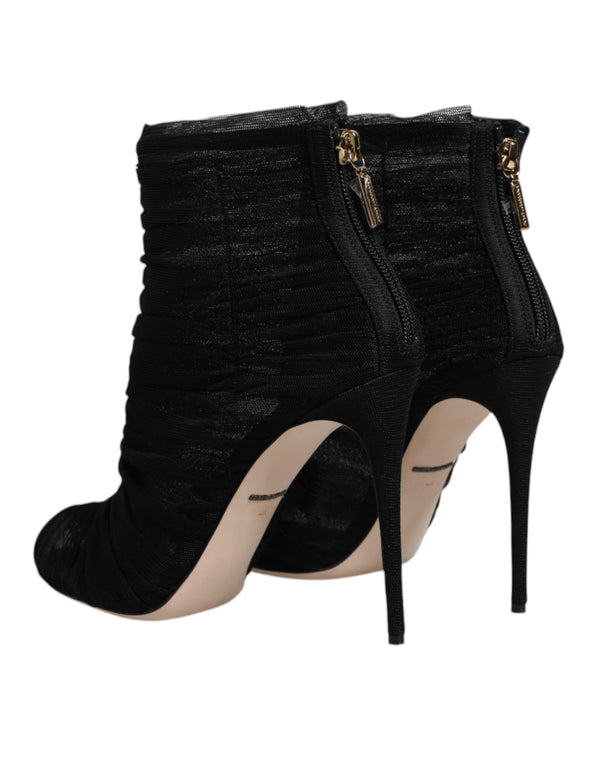 Schwarz Mesh Stiletto Heels Stiefelette Schuhe