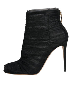 Schwarz Mesh Stiletto Heels Stiefelette Schuhe