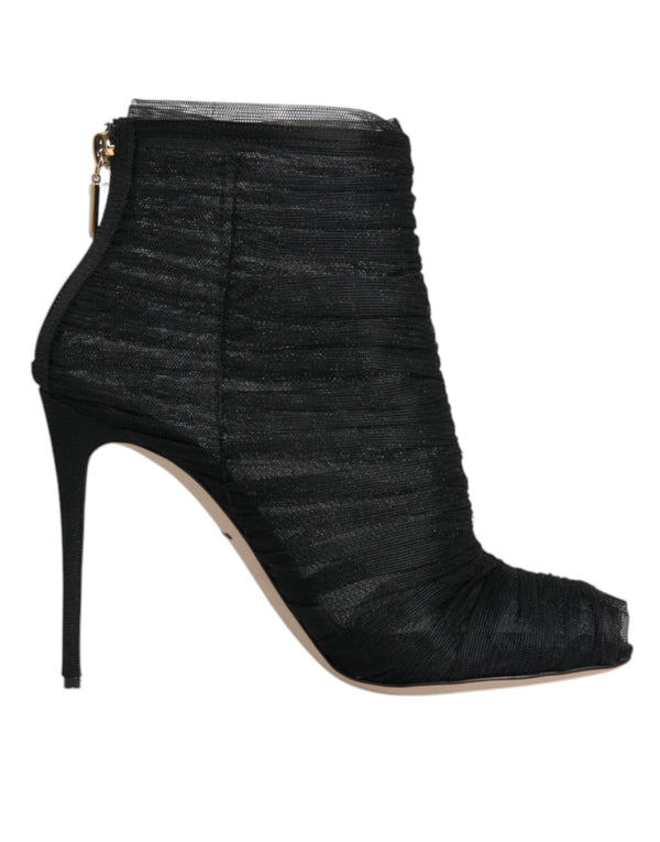 Schwarz Mesh Stiletto Heels Stiefelette Schuhe