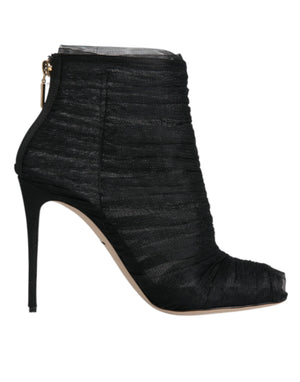 Schwarz Mesh Stiletto Heels Stiefelette Schuhe