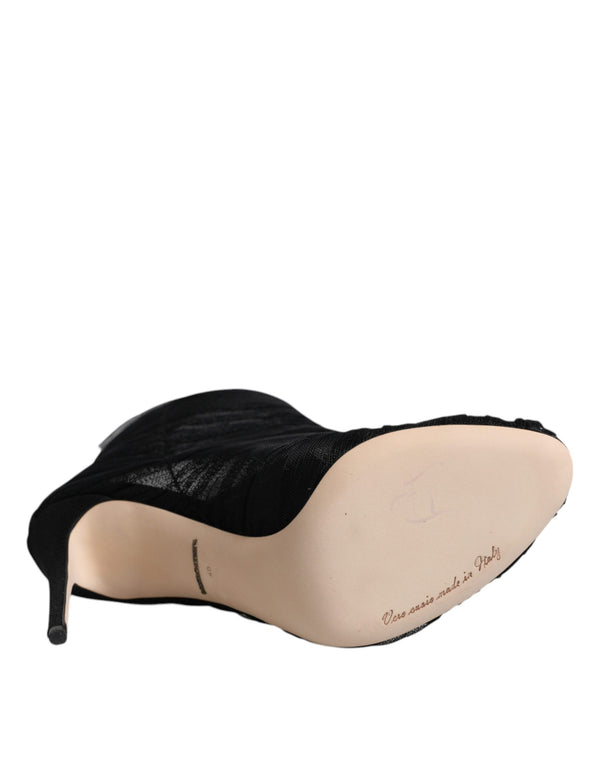 Schwarz Mesh Stiletto Heels Stiefelette Schuhe