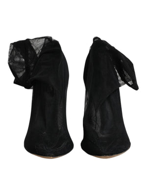 Schwarze Nylon Stretch Mesh Socke Stiefel Schuhe