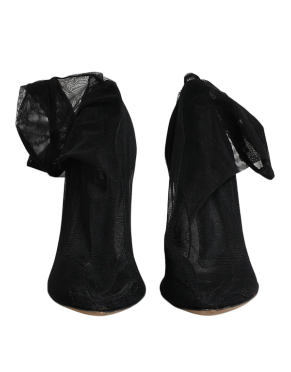 Schwarze Nylon Stretch Mesh Socke Stiefel Schuhe