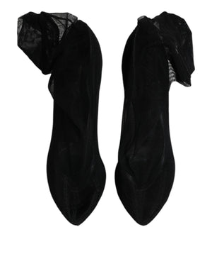 Schwarze Nylon Stretch Mesh Socke Stiefel Schuhe
