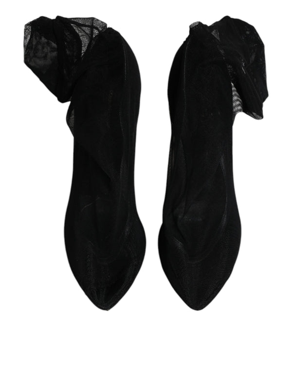 Schwarze Nylon Stretch Mesh Socke Stiefel Schuhe