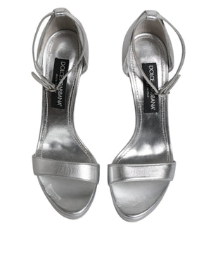 Silberne Leder Plateau Keira Sandalen Schuhe