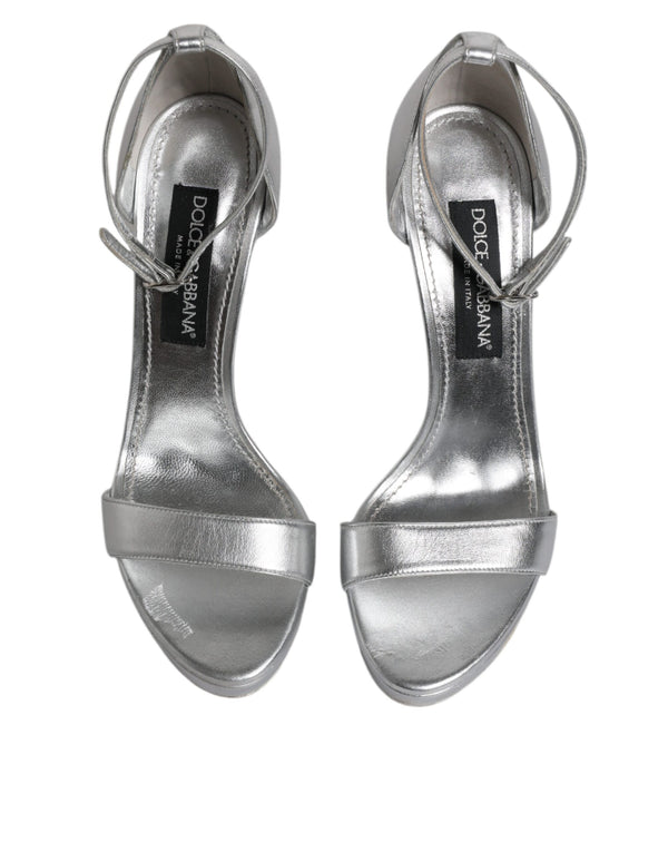 Silberne Leder Plateau Keira Sandalen Schuhe