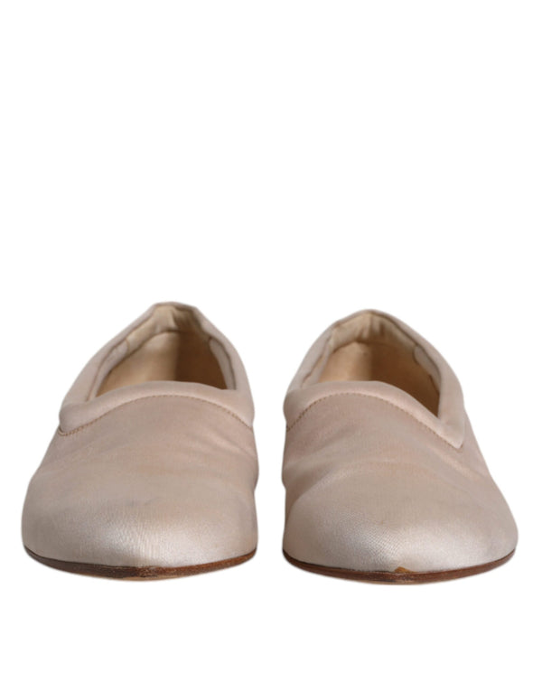 Beige Stoff Slip On Ballerina Flats Schuhe