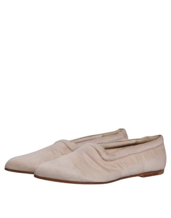 Beige Stoff Slip On Ballerina Flats Schuhe