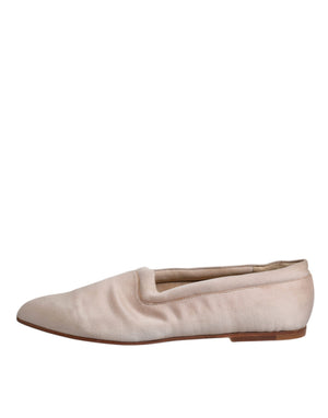 Beige Stoff Slip On Ballerina Flats Schuhe