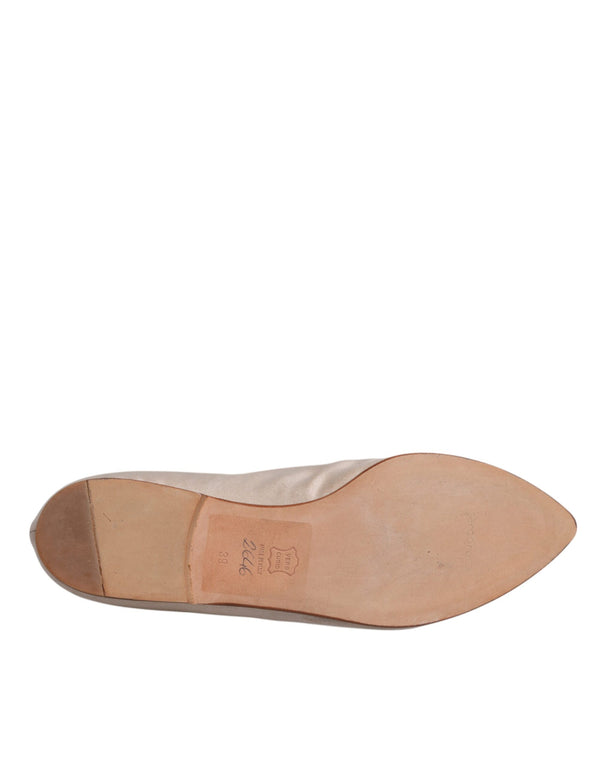 Beige Stoff Slip On Ballerina Flats Schuhe