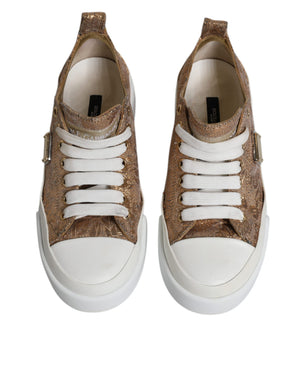 Gold Weiß Logo Low Top Turnschuhe Schuhe