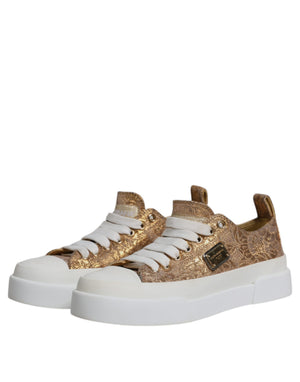 Gold Weiß Logo Low Top Turnschuhe Schuhe