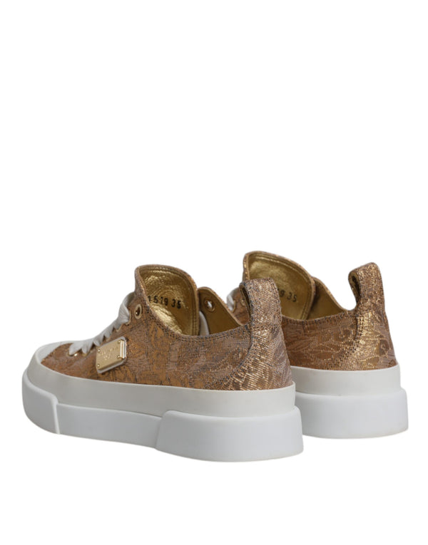 Gold Weiß Logo Low Top Turnschuhe Schuhe