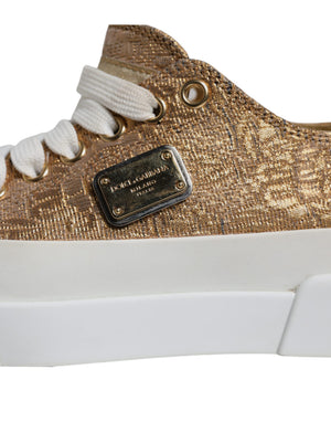 Gold Weiß Logo Low Top Turnschuhe Schuhe