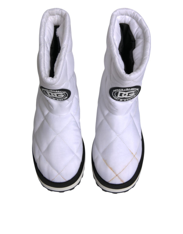 Weiße Viskose gepolsterte Mid Calf Stiefel Schuhe