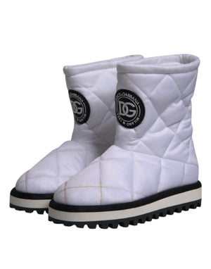 Weiße Viskose gepolsterte Mid Calf Stiefel Schuhe