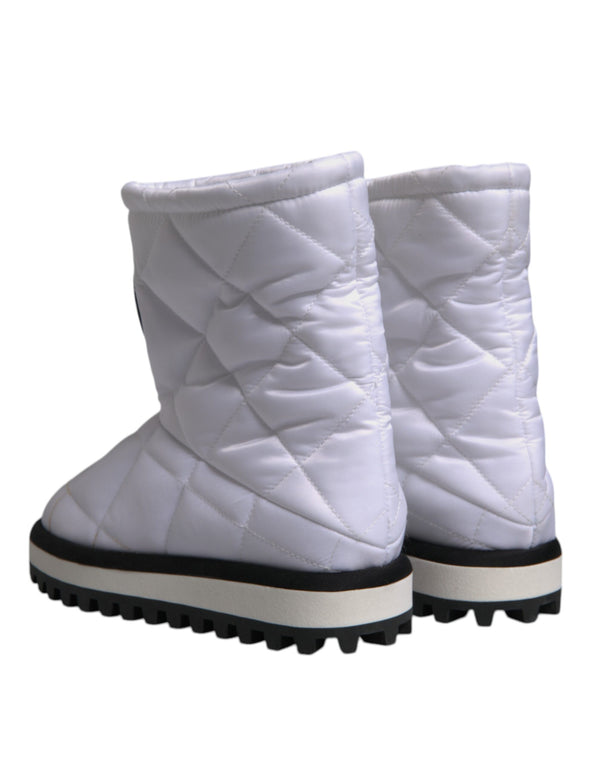 Weiße Viskose gepolsterte Mid Calf Stiefel Schuhe