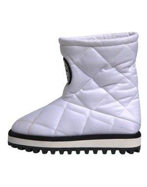 Weiße Viskose gepolsterte Mid Calf Stiefel Schuhe