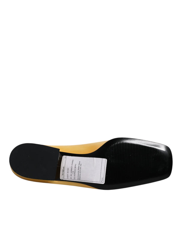 Gelbe Leder Logo Plaque Slip On Mokassin Schuhe