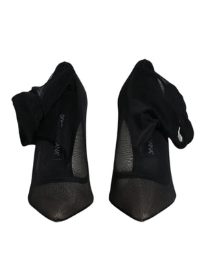 Schwarz Viskose Mesh Socke Stil Stiefel Schuhe