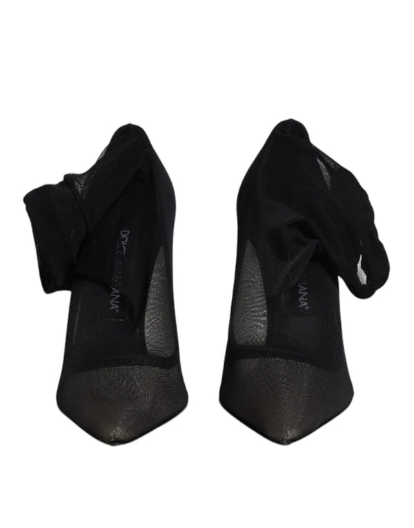 Schwarz Viskose Mesh Socke Stil Stiefel Schuhe
