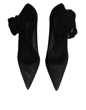 Schwarz Viskose Mesh Socke Stil Stiefel Schuhe