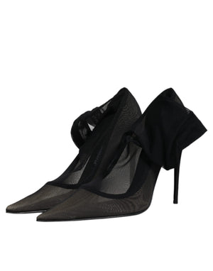 Schwarz Viskose Mesh Socke Stil Stiefel Schuhe