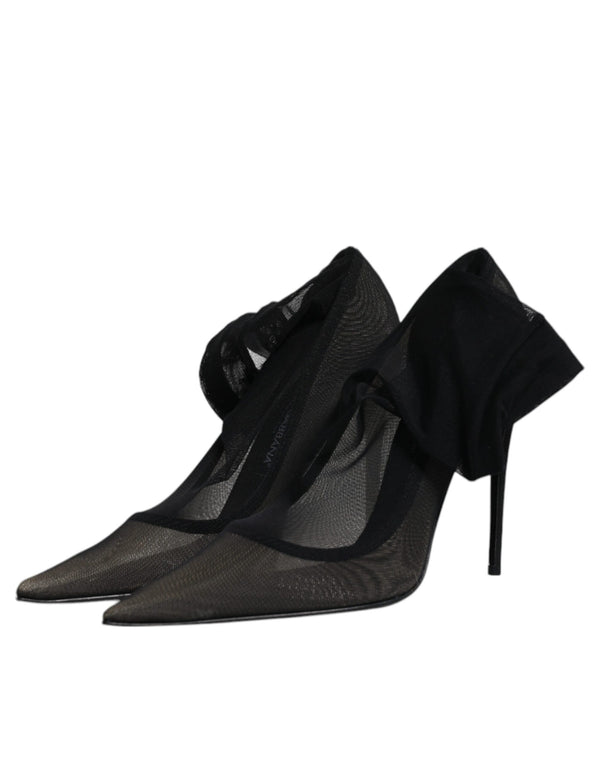 Schwarz Viskose Mesh Socke Stil Stiefel Schuhe